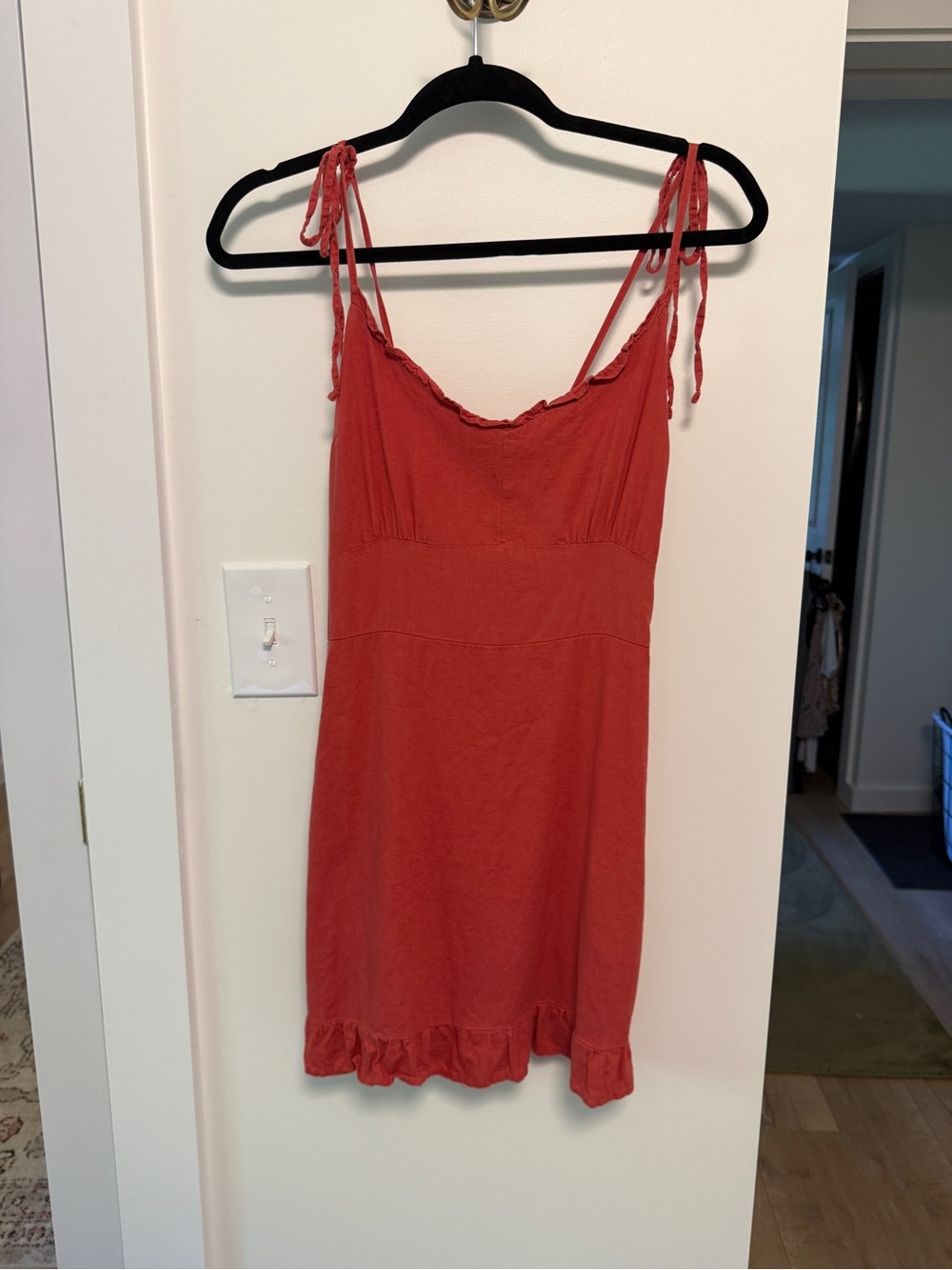 Abercrombie & Fitch Red Tie-Shoulder Mini Dress